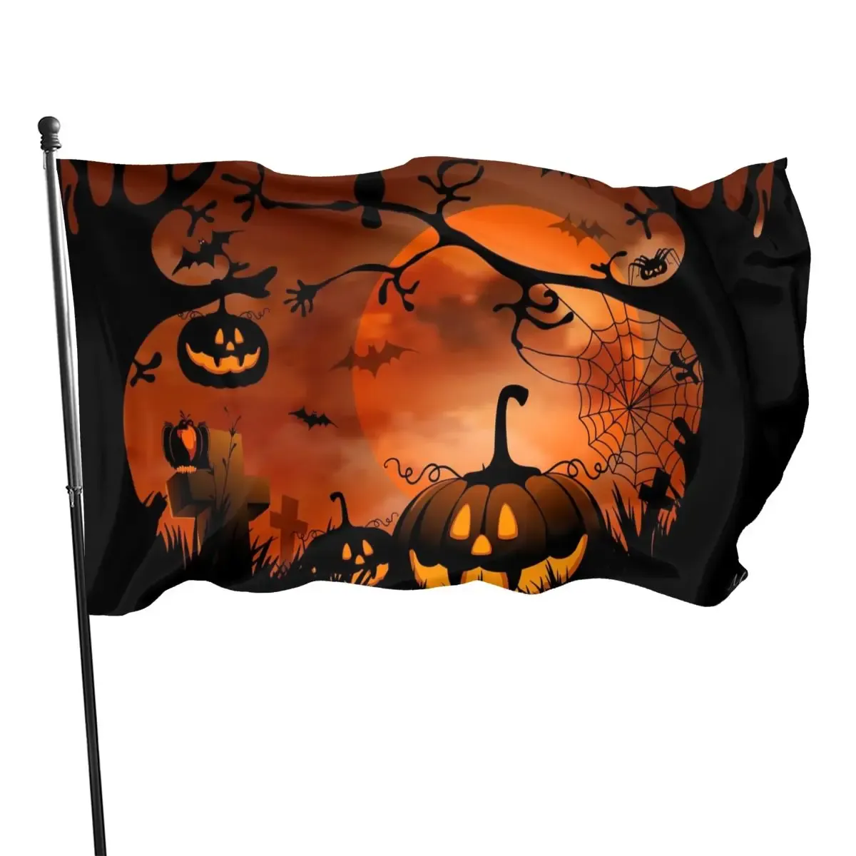 Zubehör Halloween-Flagge, lebendige Farben, Lächeln, Kürbislaterne, Flagge, Feiertags-Nationalflagge für Halloween, Party, Garten, Hof, Dekoration, drinnen und draußen