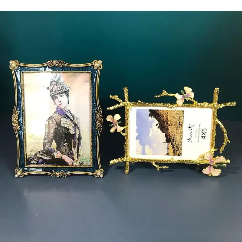 Frame Golden Branches Floral Photo Frames Modern Design Gold Plated Framed Picture Frame Desk Decoration Family Portrait Photo Frame