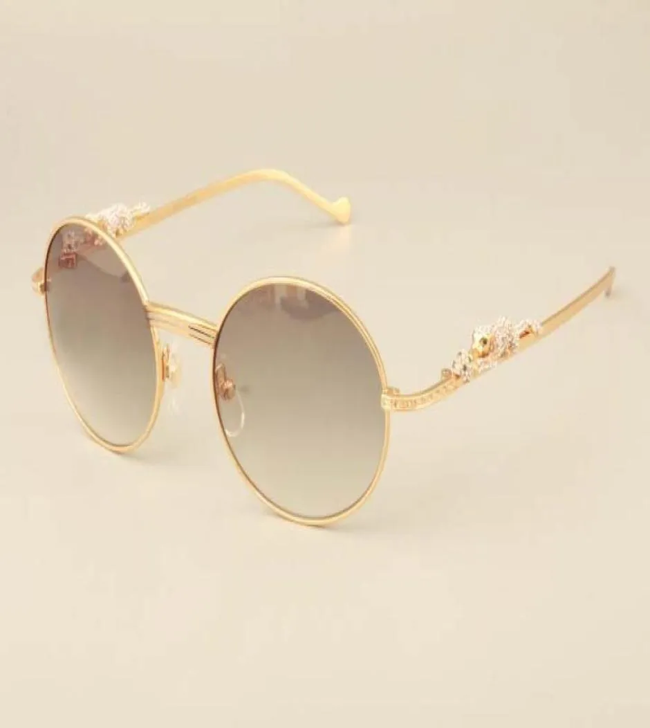 2019 New Ultra Light Retro Round Leopard Diamond Gold Temples Sunglasses 6384084 Fashion Models Men039s Sunglasses Sun Visor3790775