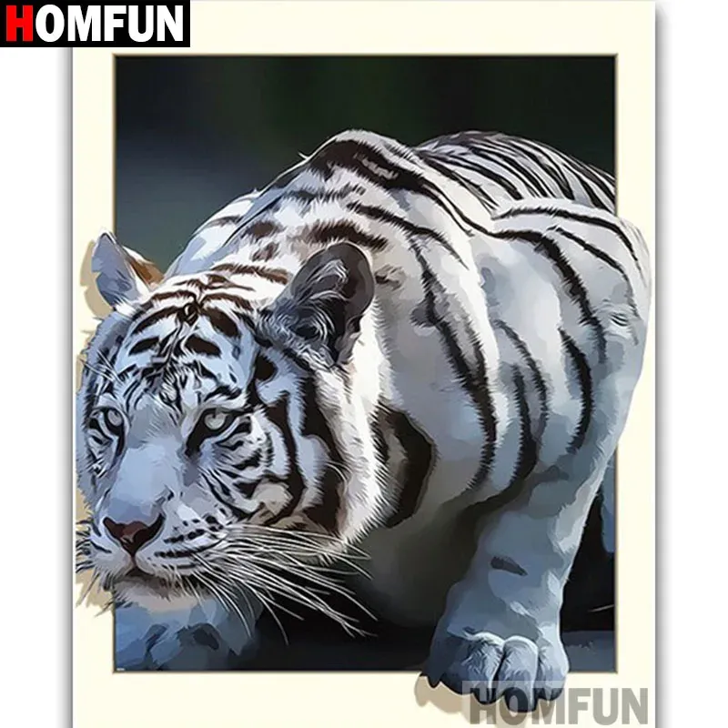 Stitch Homfun Full Square/Round Drill 5D Diamond Painting Diamond "Animal Tiger" 3D Diamond Crossam Cross Cross Stitch Home Decor A19045