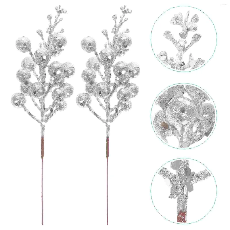 装飾的な花10 PCSクリスマス模倣ベリーフェイクベリーステム装飾のための人工花瓶の木の枝