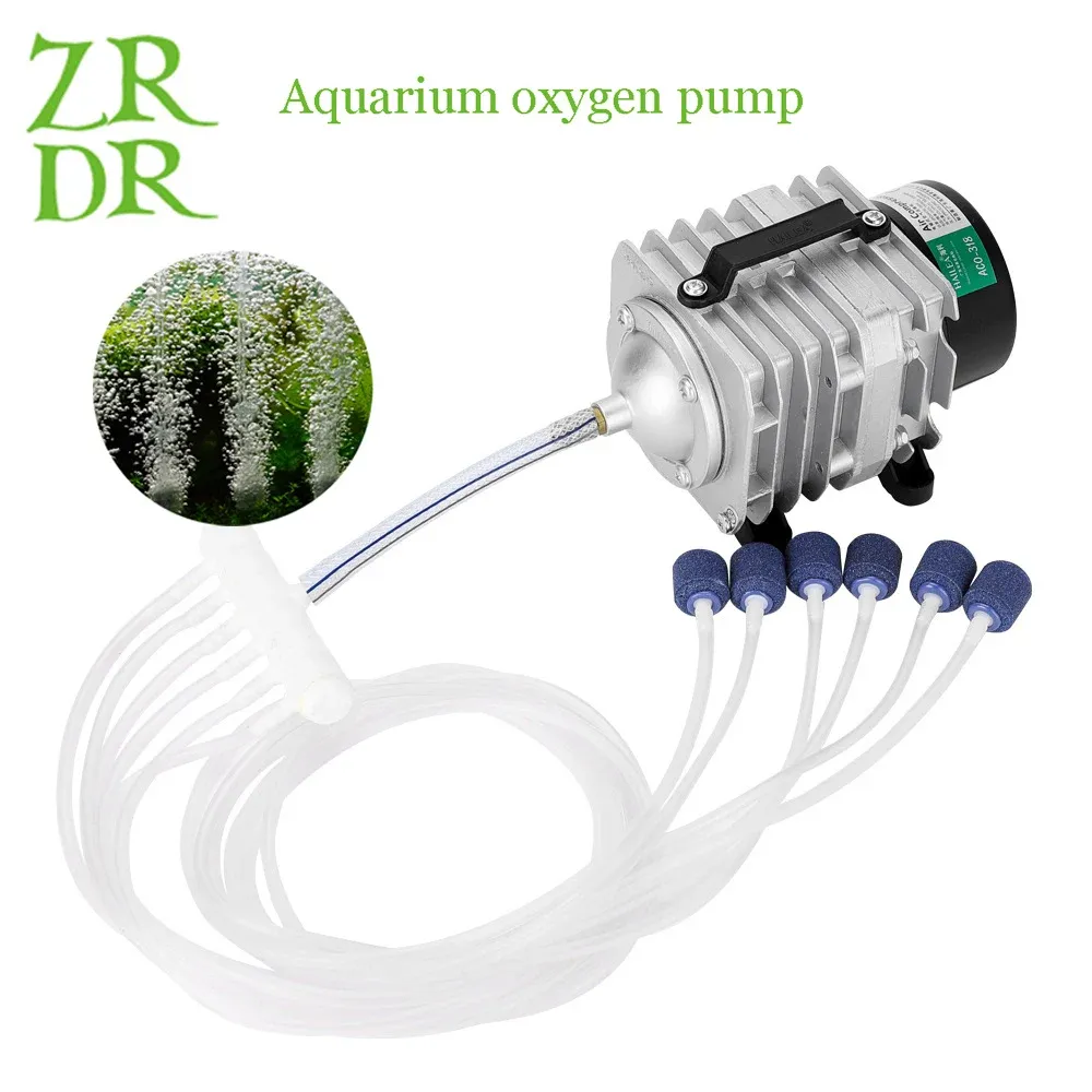 Akcesoria Aquarium 220V Zewnętrzna wysoka moc AC Emagnetyczna pompa powietrza Ryba Sprężarka pompa tlenu do pompy stawu ACO208 308 308