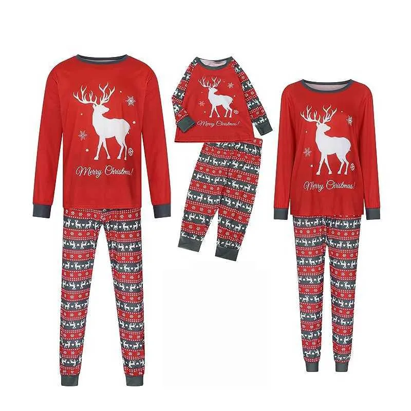 Świąteczne rodzinne pasujące piżamę Zestaw świątecznych Xmas PJs Santas Deer Sleepar Jammies for the Women Men Kids Nowy produkt