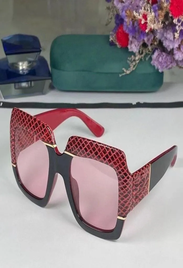 2022 women men high quality fashion sunglasses black red check pattern plank frame big square glasses available with box1411278