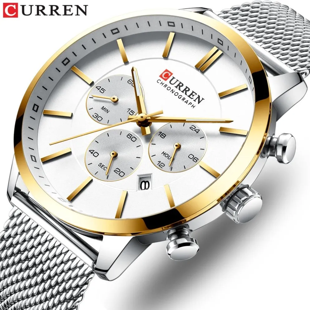 Nuevo Reloj CURREN para Hombre, cronógrafo de cuarzo, relojes de negocios para Hombre, Reloj de pulsera resistente al agua de lujo de marca superior, Reloj para Hombre Saat250j