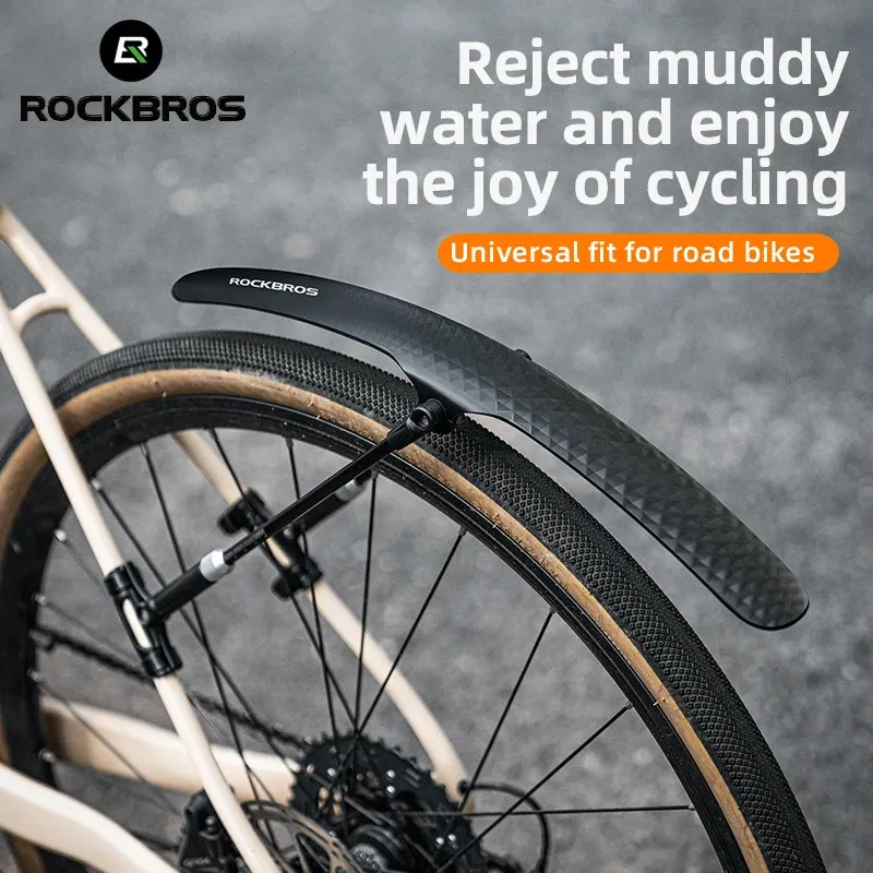ROCKBROS Bicycle Mudguard Waterproof Anti-shake Fender Angle Adjustments Quick Release Mudguard Protector Road Bike Accessories 240318