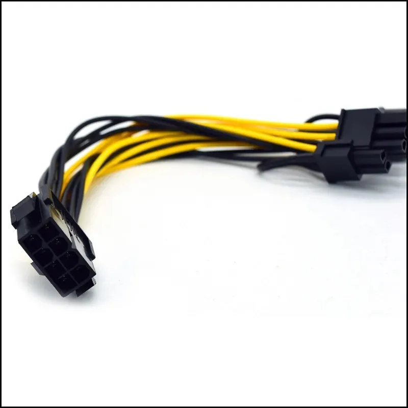 20 cm PC Power Supply CPU Molex 8 Pin till I-E 8 6+2 Pin PCI Express Graphics Card Connectors Interna kabelkraftsdelare