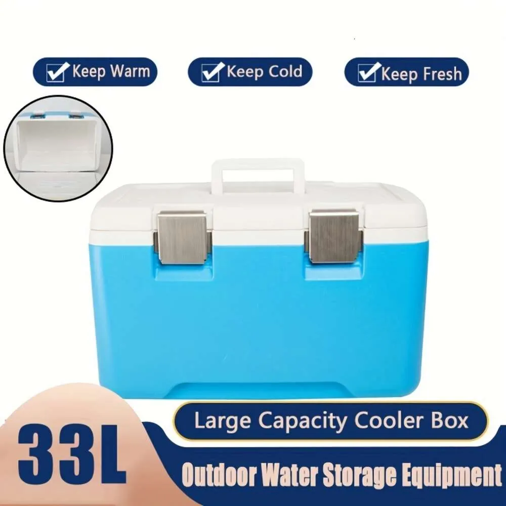 8.72gal Storage Equipment Cooler Box, Vehicular Portable Camping Refrigerator Stall Picnic Incubator Food Preservation Box Outdoor Tools, Car Container Travel