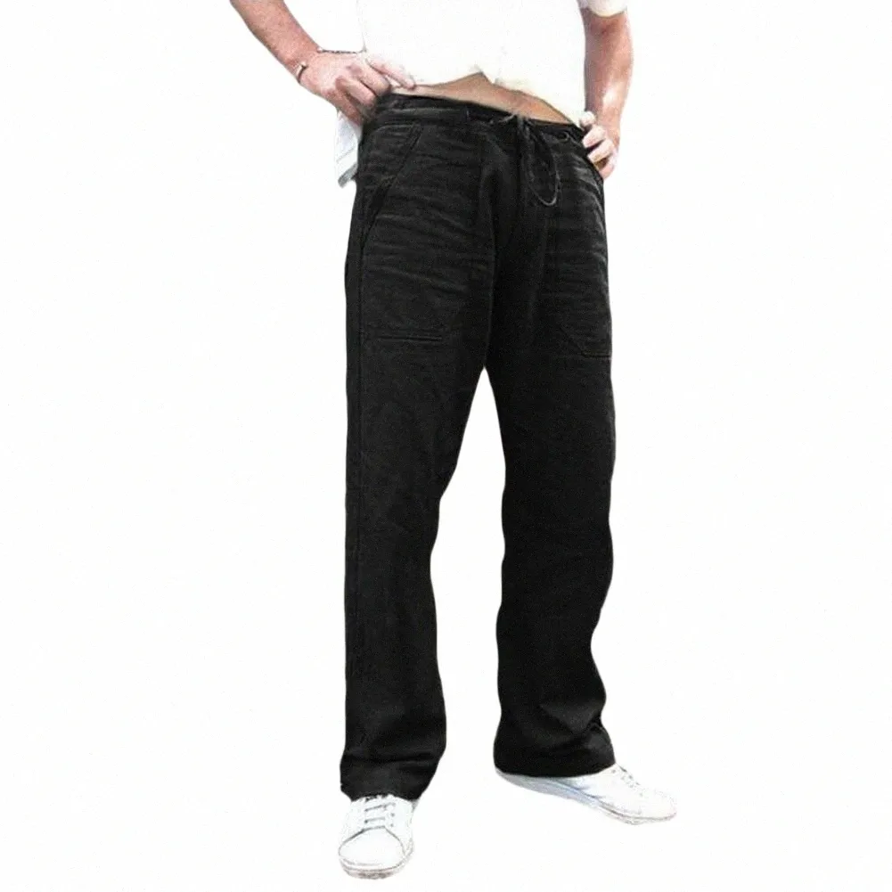 Pantaloni della tuta da uomo multi-tasca con coulisse allentata pantaloni dritti pantaloni da jogging pantales de mujer H9Pa #