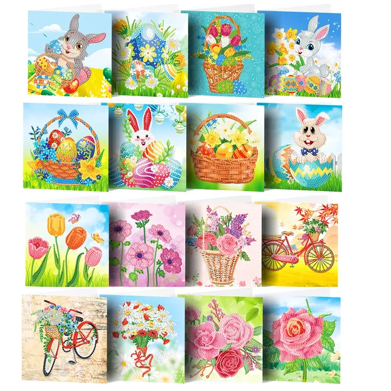 Stitch Easter Gift DIY Diamond Painting Diamond Greeting Card Bunny Egg Bouquet Figure Handmade Mosaic Diamond Embroidery Holiday Gift