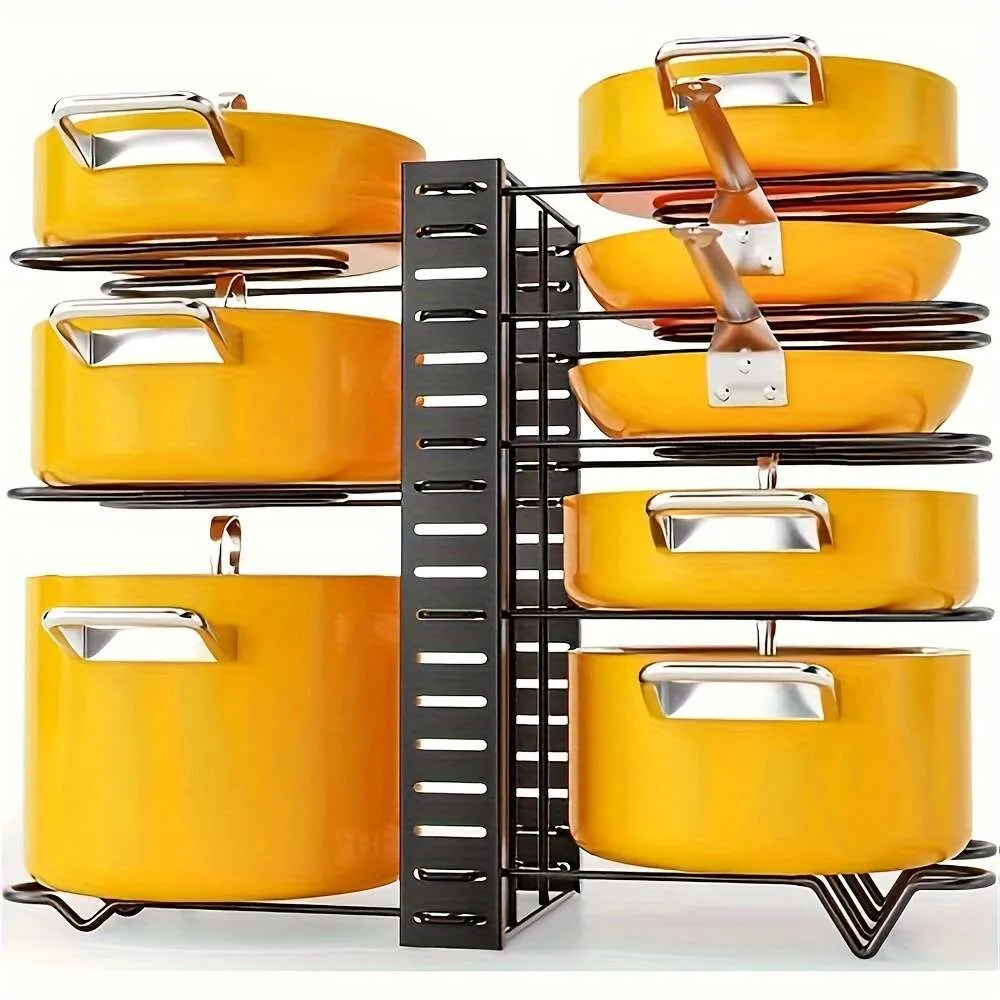 Organisateurs de support multifonctionnels 1 pièce, rangement d'organisation de casseroles à plusieurs niveaux, supports de casseroles réglables, organisateur de couvercle pour casseroles et poêles, cuisine domestique