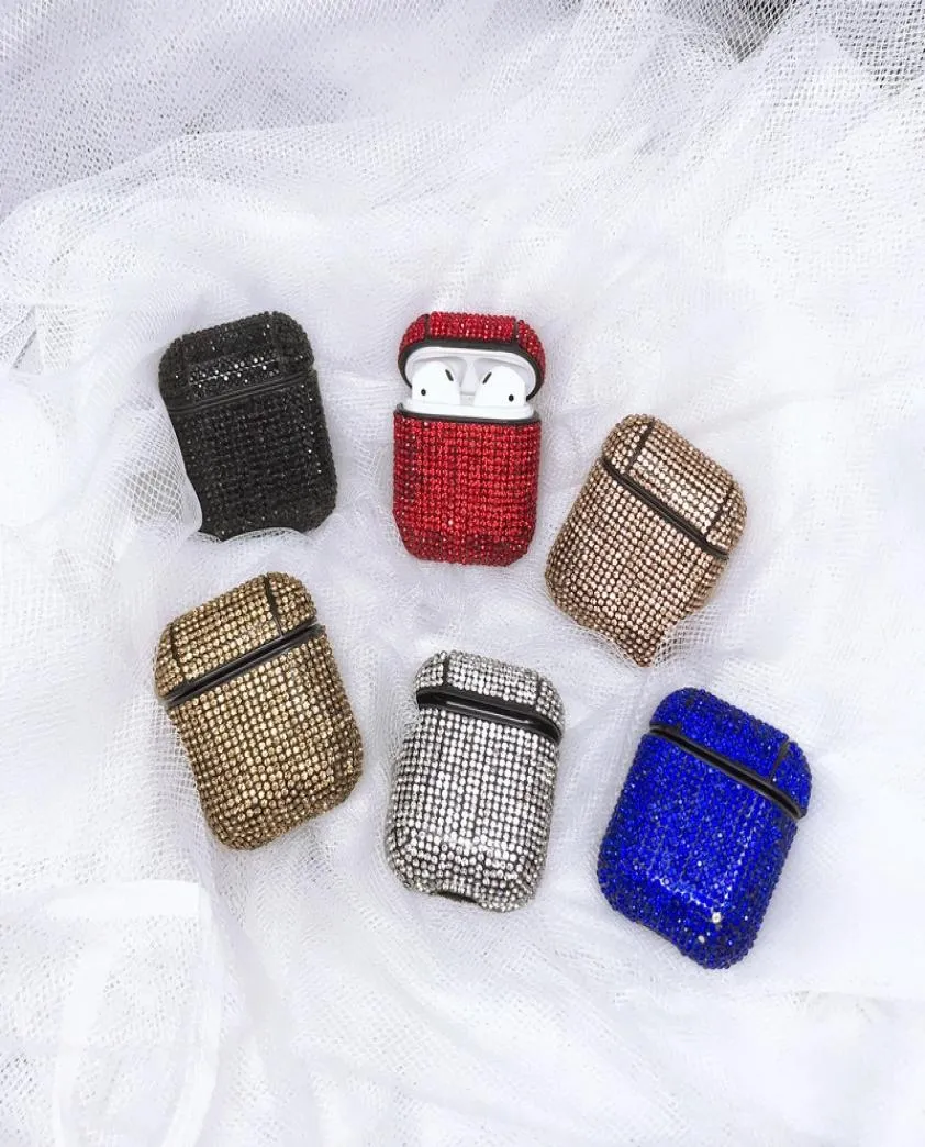 colourful Shiny rhinestone Cover Cases Anticollision drop For AirPods2 Bluetooth Earpods Earphone Protective case bags packing8782430