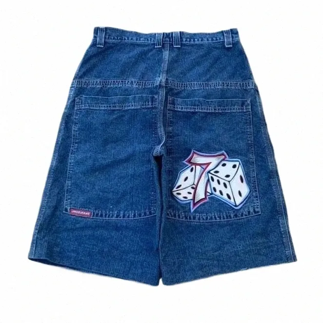 JNCO Shorts Y2K Pants Harajuku Hip Hop Graphic Retro Blue Buggy Denim Gym Shorts Męskie Women Nowe wysokiej talii Basketball Short W6vk#