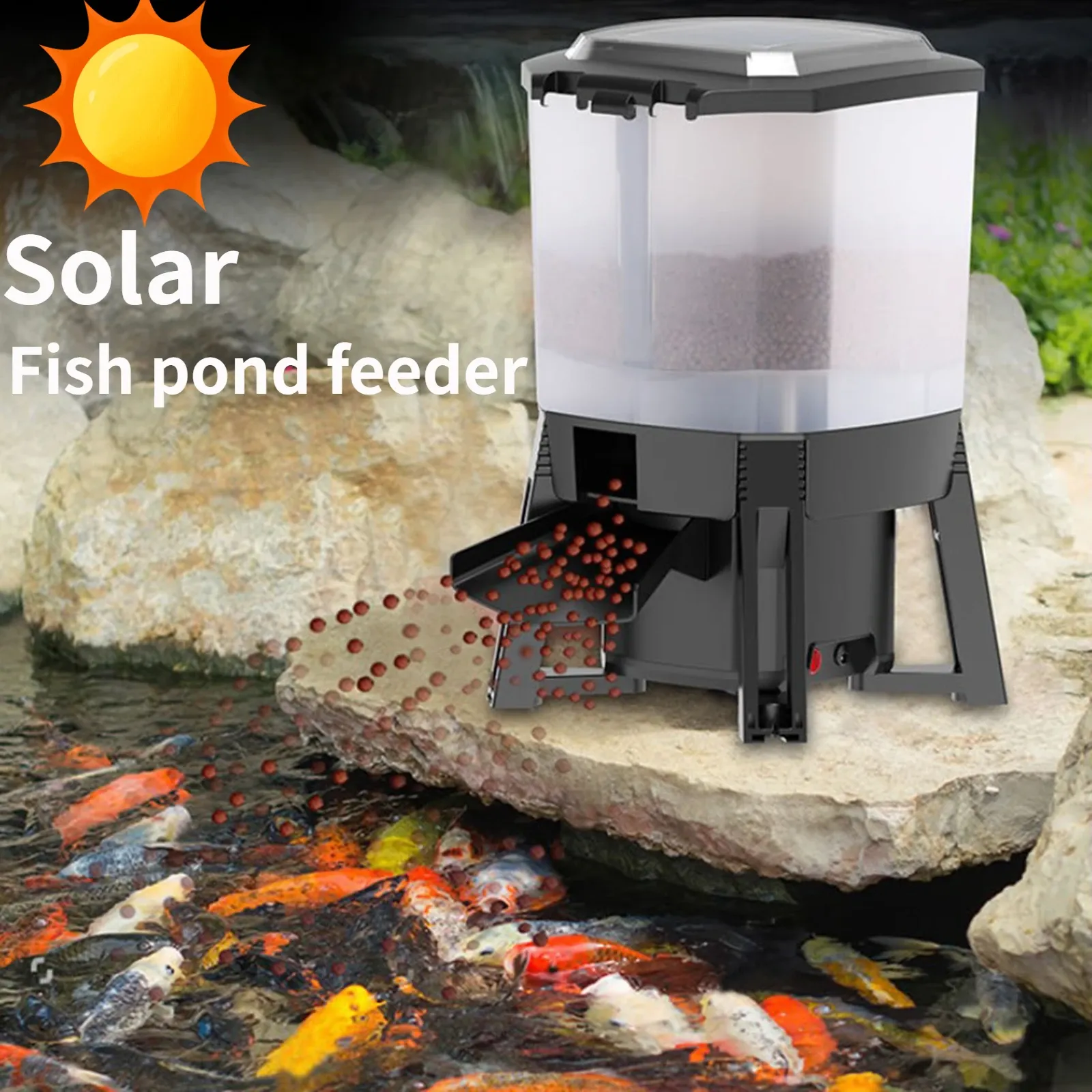 Feeder Einstellbare Solar Automatische Aquarium Feeder Timer Fischteich Digital Food Dispenser Koiteich Intelligente Timing Fütterung