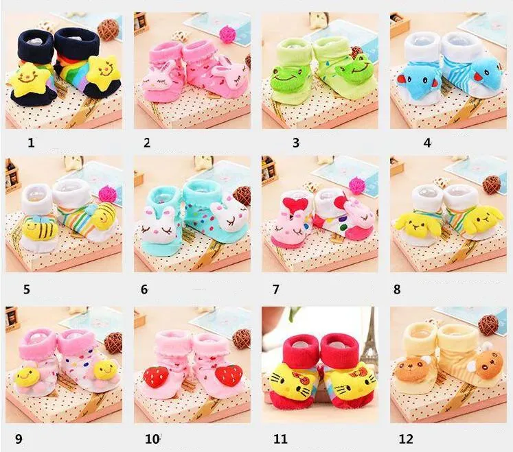 18 Style Lovely Cute Newborn Baby Socks Animal Cartoon Doll Infant Socks Model Anti-slip Boys Girls Socks