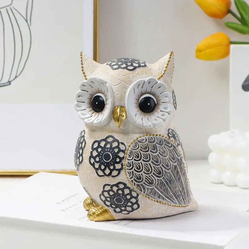 Sculptures Home Decoration Modern Resin Ornaments Animals Sculptures Nordic Bird Figurine Decorative Owl Statues for Living Room Cabinet