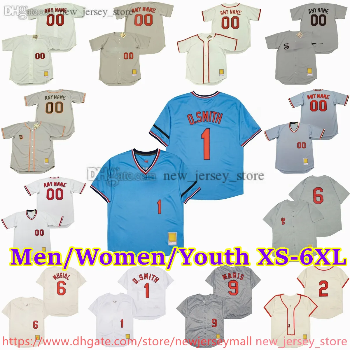 Maillot de baseball personnalisé XS-6XL 45 BOB GIBSON 1 OZZIE SMITH CURT FLOOD WILLIE McGEE KEN BOYER BOB UECKER MIKE SHANNON LOU BROCK TOM PAGNOZZI Maillots