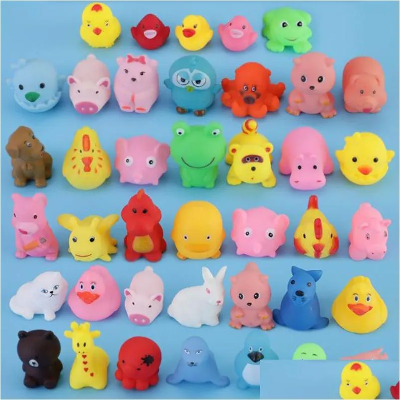 Jouets pour bébés Animaux mixtes Jouets d'eau de natation Colorf Doux Canard en caoutchouc flottant Squeeze Sound Bain grinçant pour le bain Drop Livraison Cadeaux Dhis2