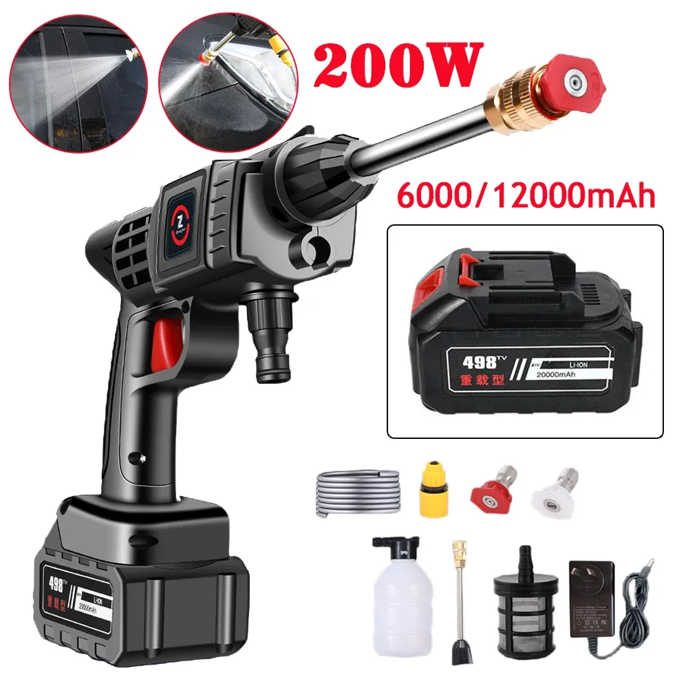 Guns Cordless High Pressure Automobile Water Gun Car Cleaner Washer Spray Electric Water Gun Wash 12V 200W Garden Watering Gun