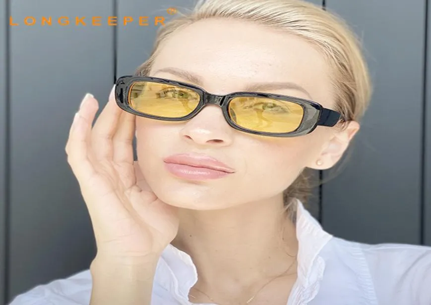 Óculos de sol retangular vintage, feminino, masculino, lente amarela, óculos de sol, moda 2020, óculos femininos, gafas de sol mujer3214856