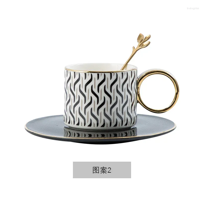 Koppar Saucers Nordic Ins Style Checkerboard Ceramic Mug Dish Set Vintage Coffee Cup Milk Breakfast With Pray