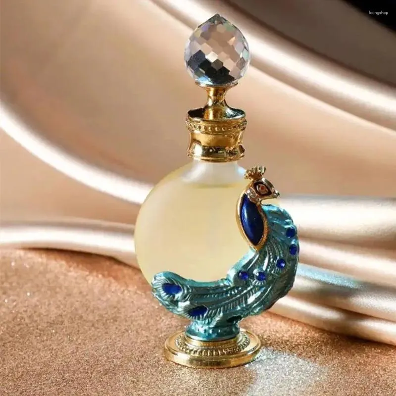 Lagringsflaskor dekoration gåvor kosmetika container påfågel stark tätning arabisk stil påfyllbar flaska eterisk olja parfym