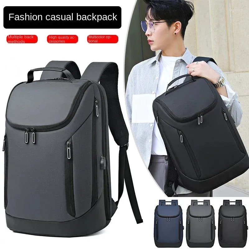 Mochila Moda Homens Viagem de Negócios Grande Capacidade Porta USB Bolsa Mulheres Laptop Impermeável