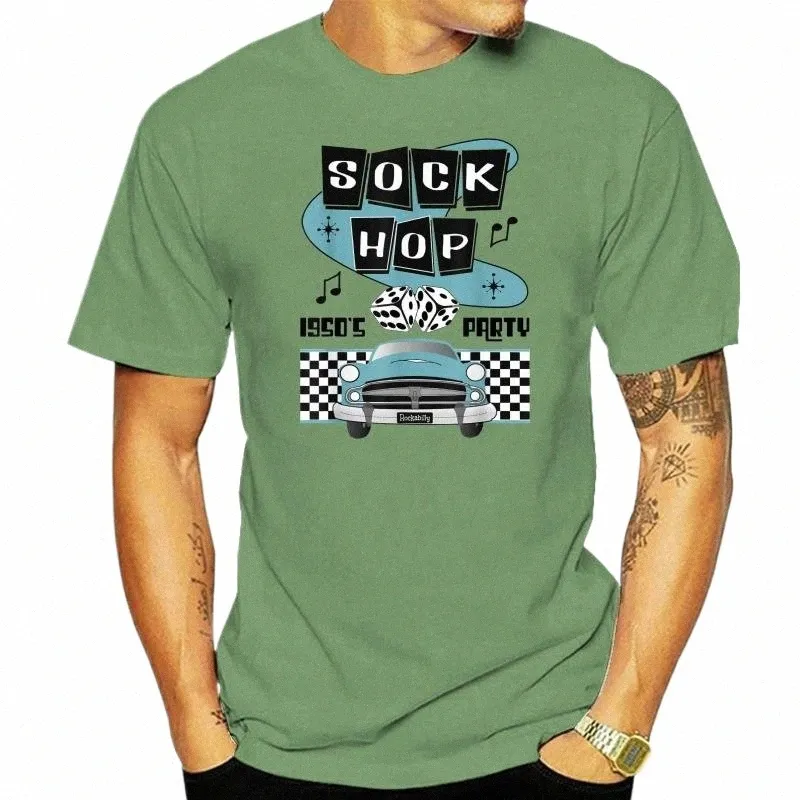 1950年代ソックホップコスチュームレトロ50Sロカビリーグリーザーシャツ2022夏のスタイルクリエイティブデザイン印刷コットロックTシャツ＃＃＃