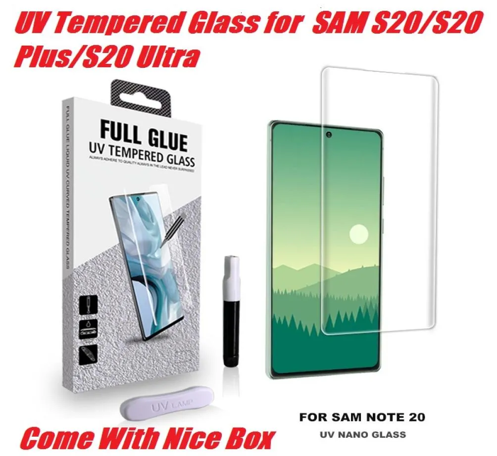 Copertura completa in vetro temperato UV per Samsung Galaxy S8 S9 S10 Plus S20 Ultra 5G E protezione dello schermo Nota 20 8 9 10 Vetro protettivo7110068