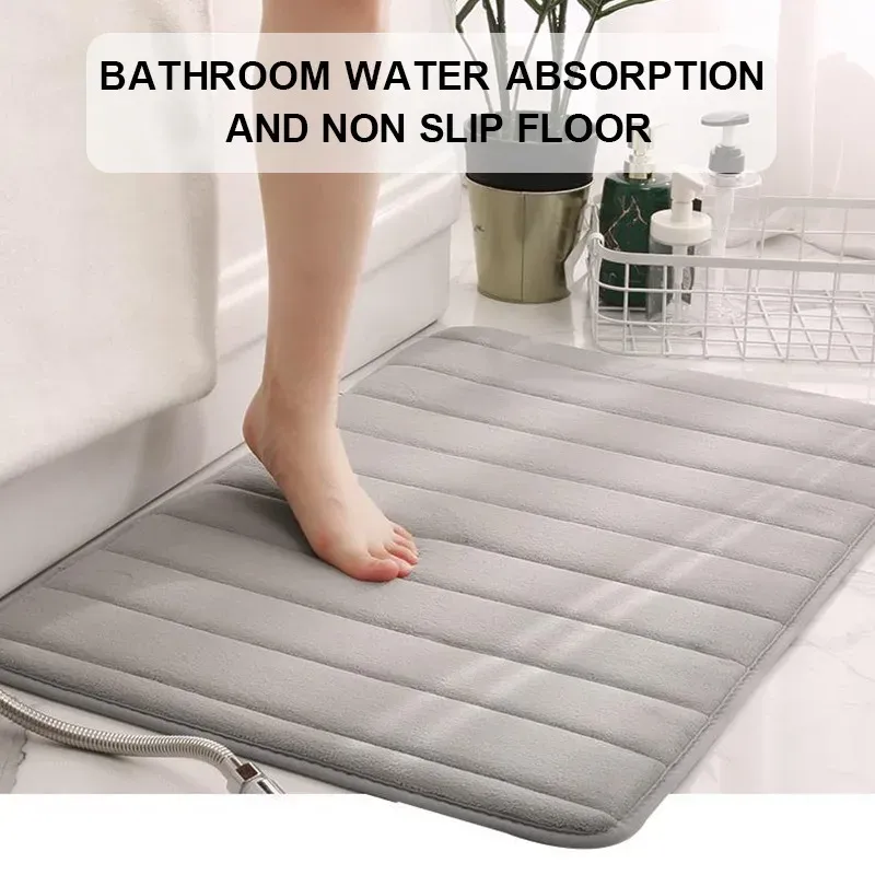 Mats Home Bath Mat Coral Fleece Carpet Water Absorption Nonslip Wash Basin Bathtub Side Shower Room Memory Foam Toilet Floor Mat