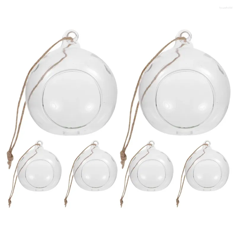 Candle Holders 6 Pcs Hanging Glass Ball Sphere Terrarium Holder Flat Planter Decor Tealight Lights