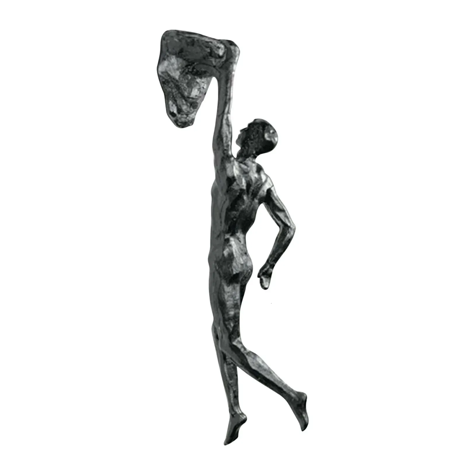 BOKIOESDE Sculpture murale d'homme grimpant, Statue exquise, Style Unique, ajouter du charme à la maison, pendentif créatif en résine pour grimpeur, Noir Antique Type 1