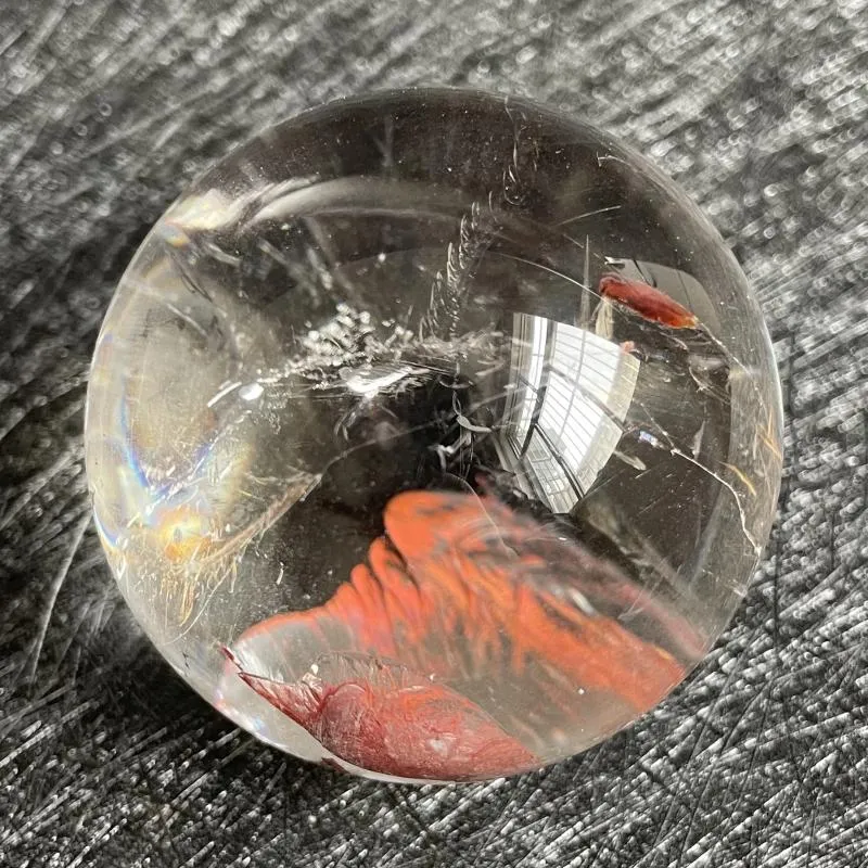 Dekorativa figurer 298G Natural Stone Clear Quartz Crystal Ball Rainbow Sphere Polished Rock Reiki Healing L169
