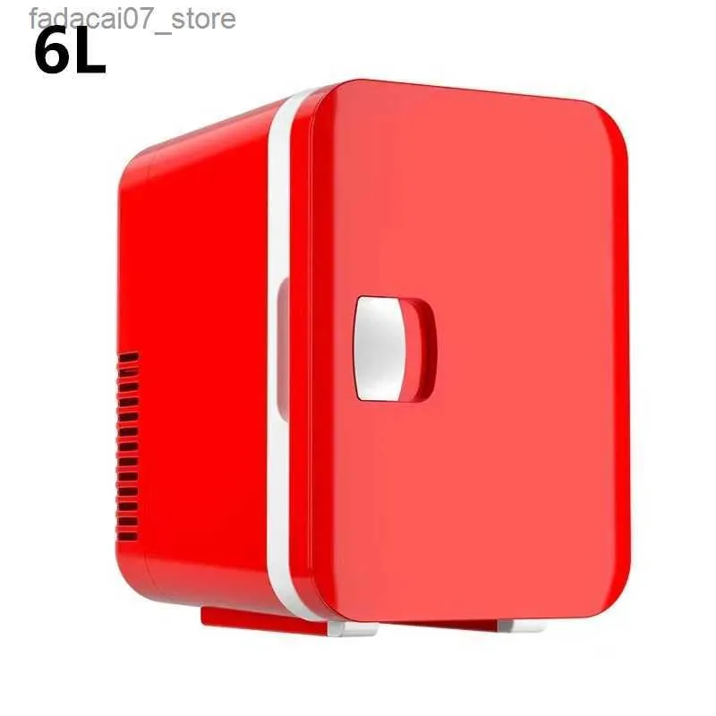 Réfrigérateurs Congélateurs 6L Mini Réfrigérateur 12V 110V 220V Portable Utilisé dans les Cuisines de Voiture Maison Camping Chambres Chauffe-boissons et Refroidisseurs Q240326