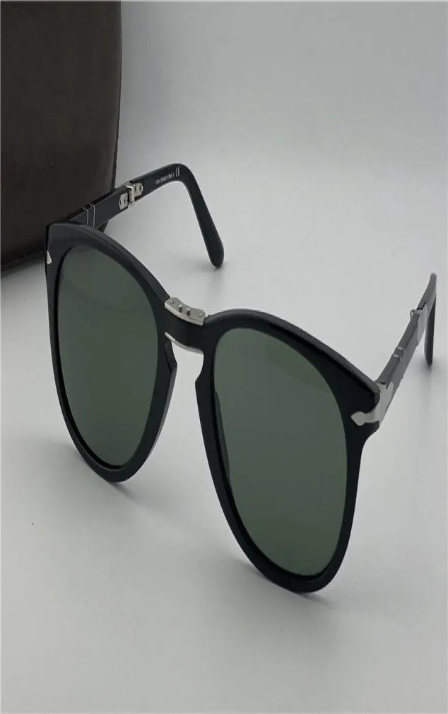 Glasses de sol de designer de moda 714 Classic Retro Pilot Folding Frame Lens de vidro UV400 Eyewear com case de couro 9892884