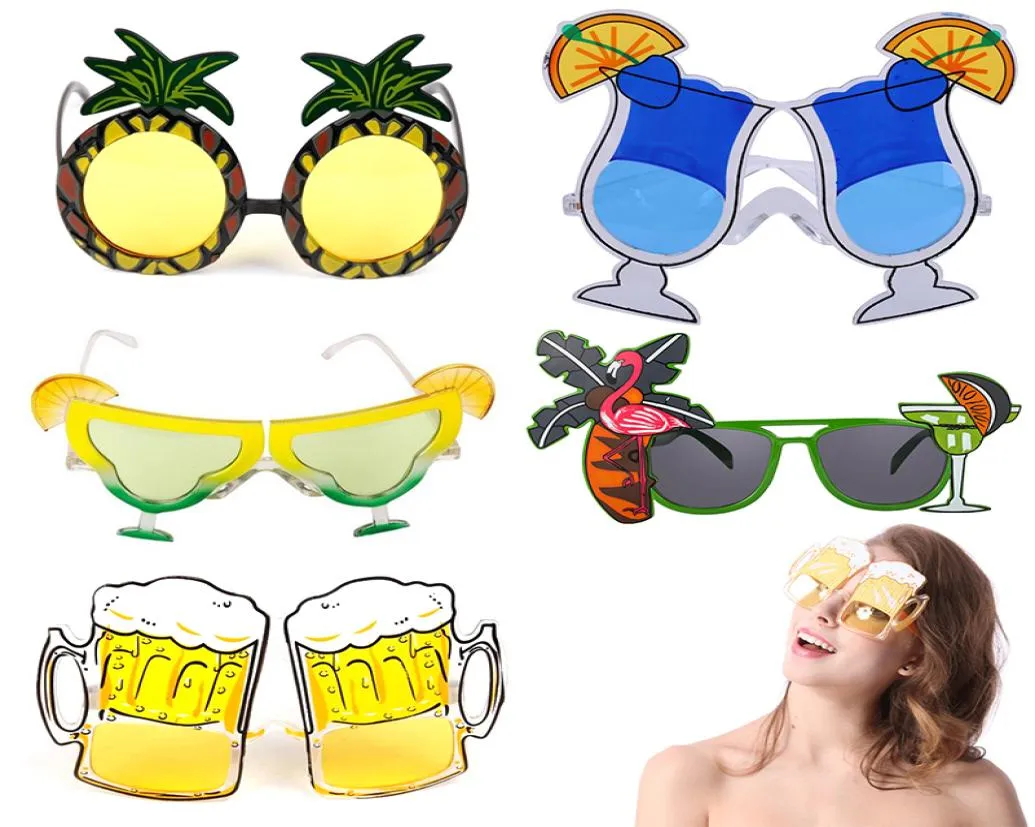 Nowość na plaży impreza ślubna festiwal piwo kreatywny 1pc zabawny hawajski kreskówek w stylu ananasu kobiety okulary przeciwsłoneczne 5677703