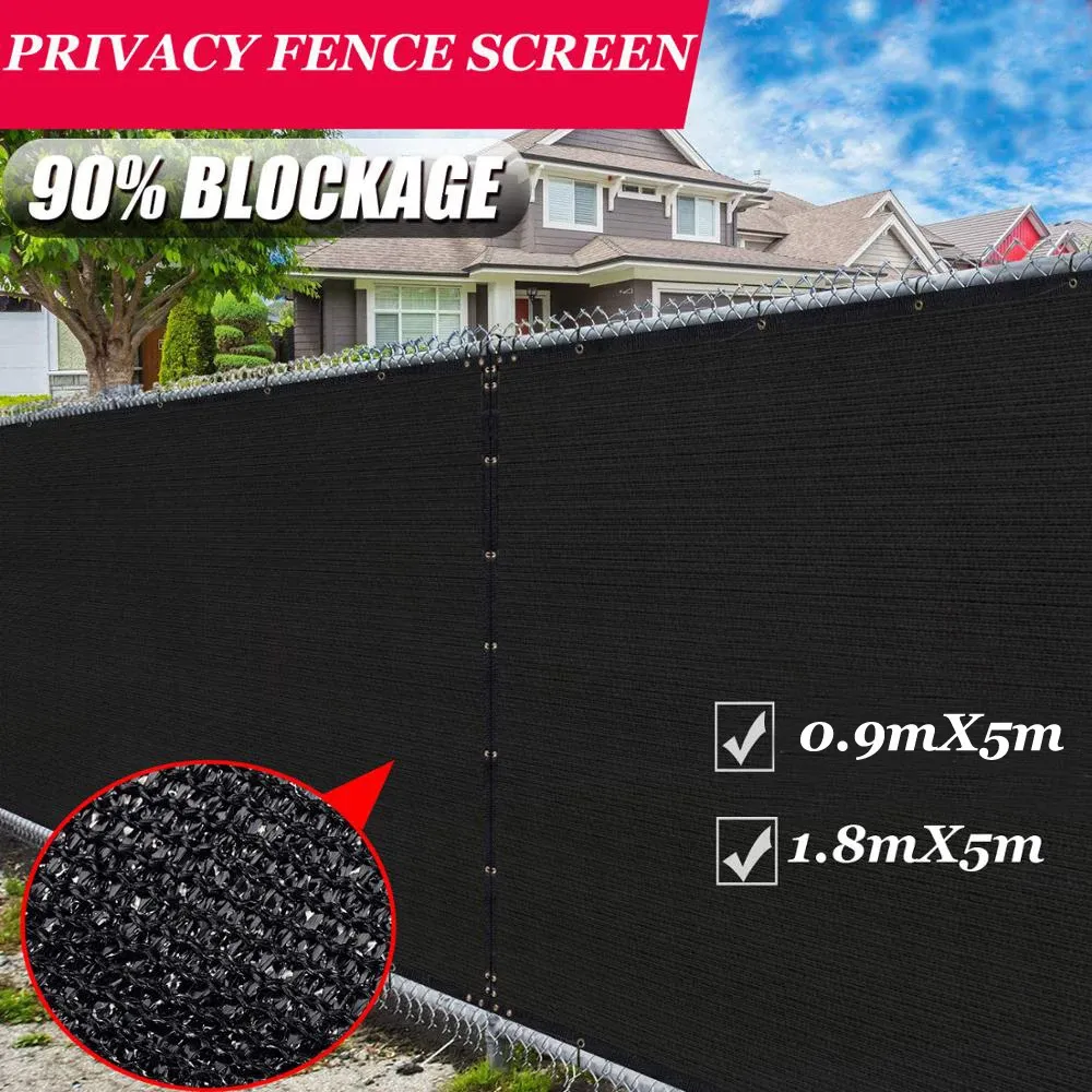 Gates Pare-brise d'écran de confidentialité pour clôture noire, couverture de filet d'ombrage en maille de clôture robuste pour mur de jardin, cour, piscine avec attache zippée