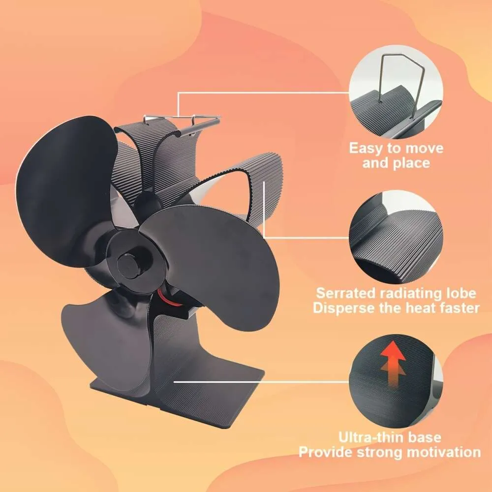 1 unidade, ventilador de lareira movido a calor borboleta, design de 3 lâminas resistente a altas temperaturas, economia de energia leve, silencioso, fácil instalação, sem baterias e