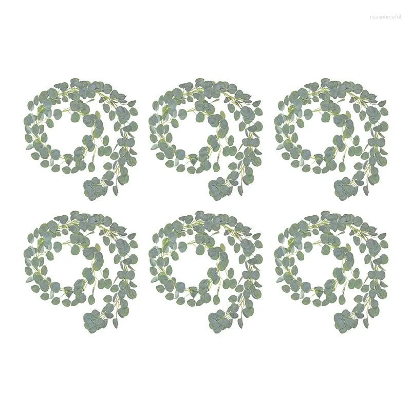 Декоративные цветы SV-6 упаковок искусственные растения листья эвкалипта лозы зеленый венок для свадебного банкета украшения дня рождения