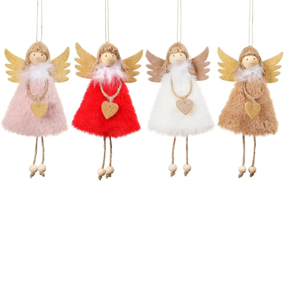 Décorations de Noël en peluche de dessin animé, poupée d'ange en forme de cœur, suspendue à un arbre de noël, fête festive, décoration de maison, cadeau 4828777