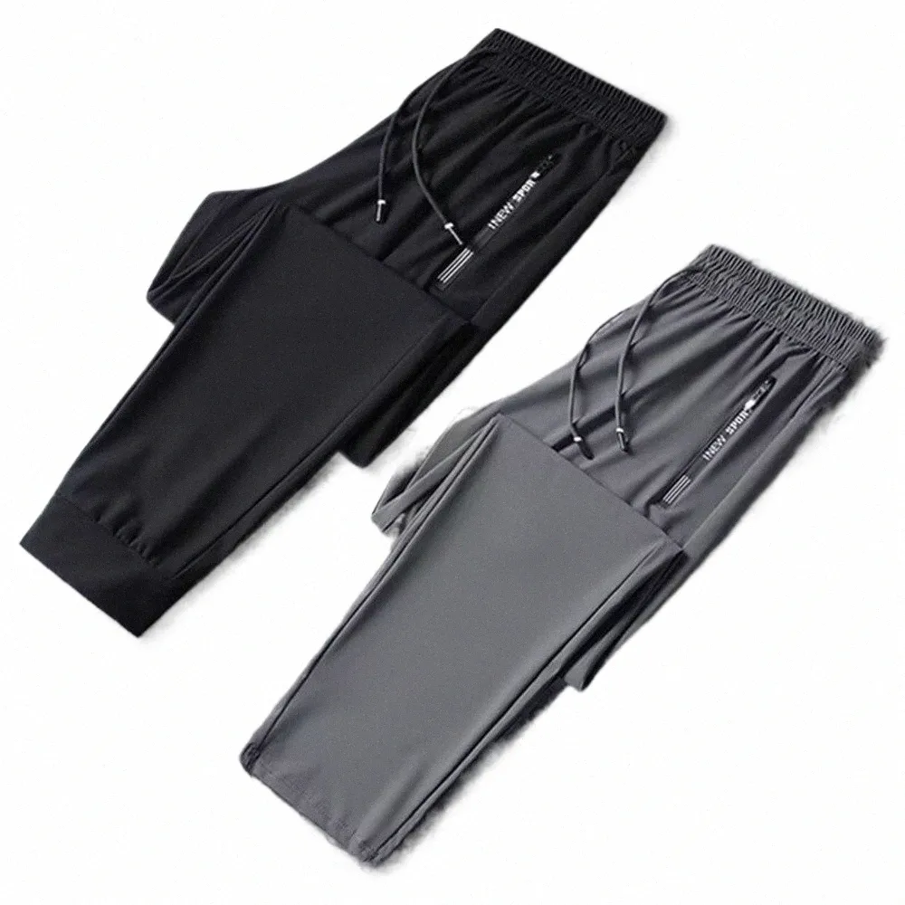 Ice Silk Pants Men Summer Ultra-Thin Cooling Quick-Torking Sports Casual Pants Loose Breattable Outdoor Training Fitn Byxor x8nq#