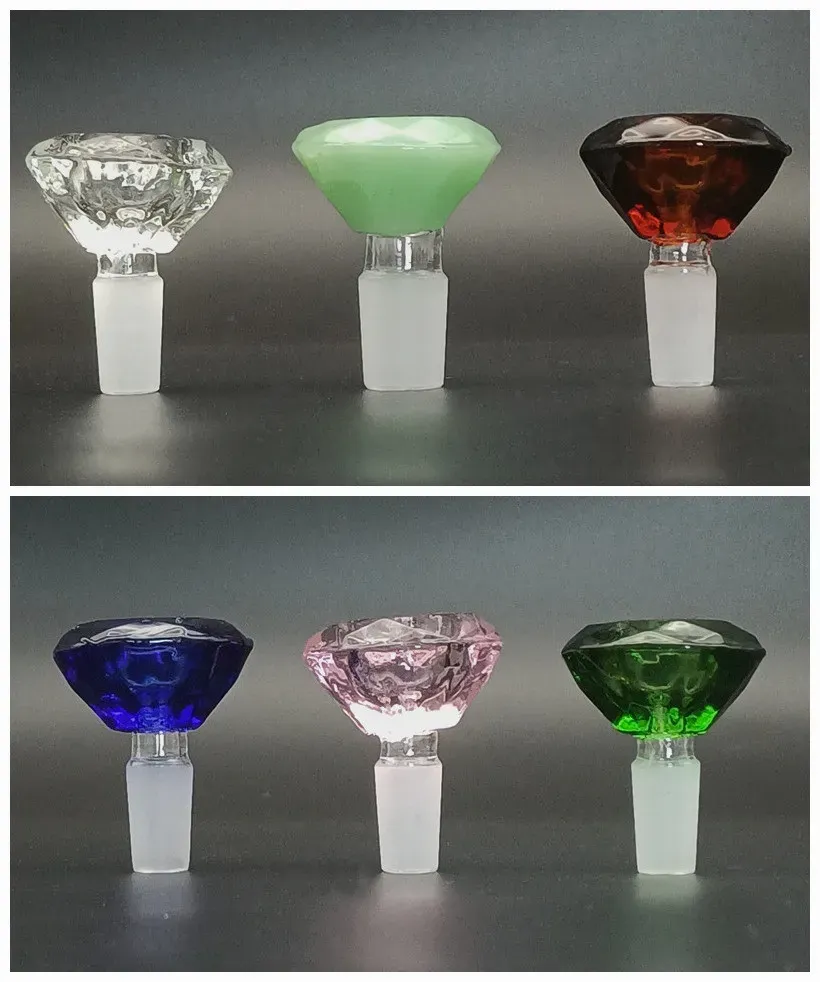 14mm 18mm manlig diamantstil Hookah Glass Bowl Piece With Frost Joint Slide Heady Bowls Colored LL
