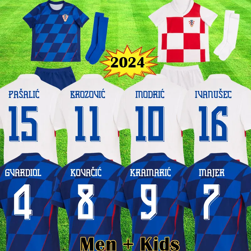 كرواتيا لكرة القدم قمصان 24 25 مودريك ماجير كرواتي 2023 Gvardiol Kovacic Suker Men Kids Kids Women Fans Player Version Retro 1997 1998 2002 Croacia Football Shirt T