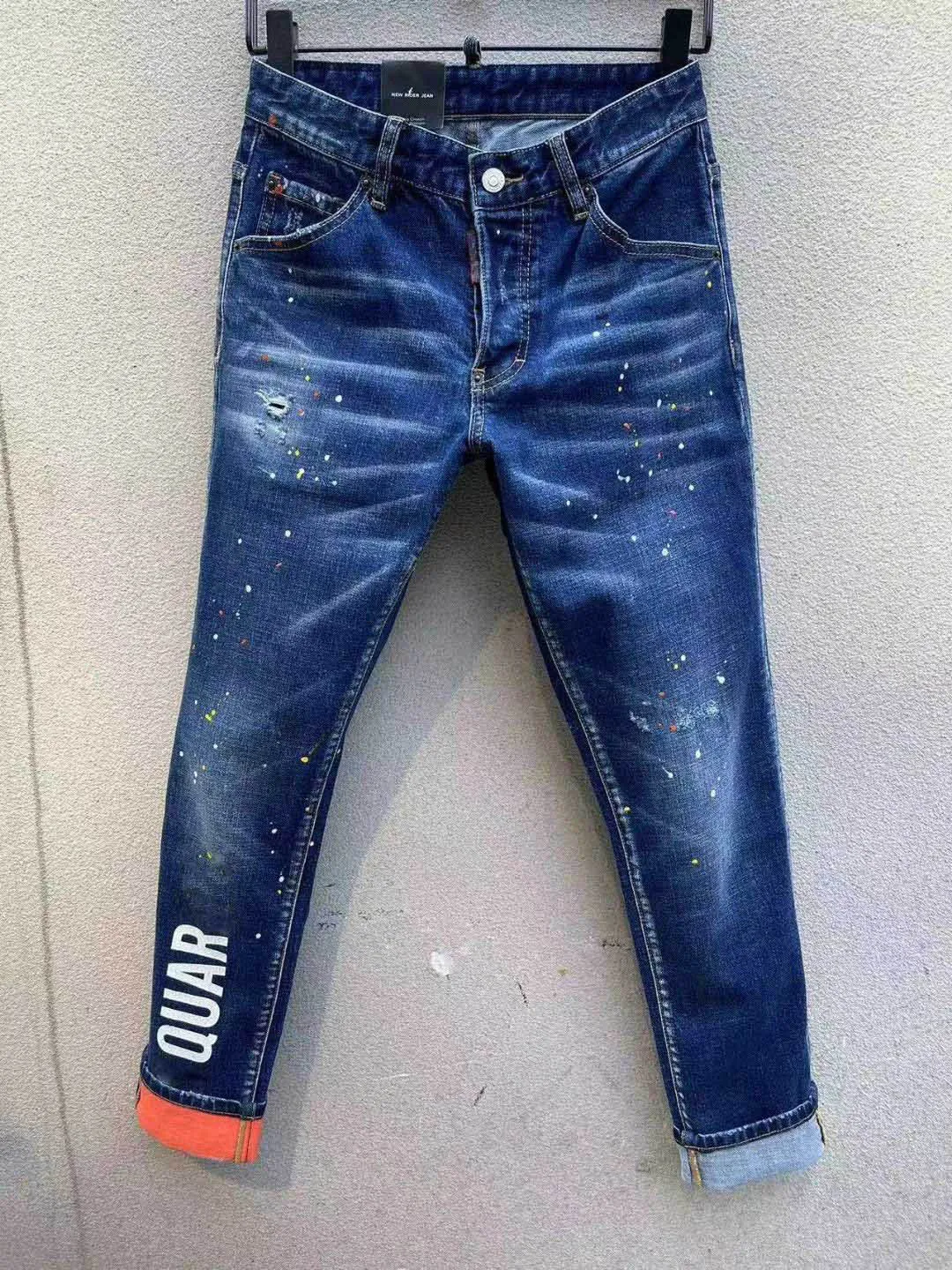 Jean classique pour hommes, style Hip Hop, pantalon de styliste, jean de motard déchiré en détresse, coupe slim, jean de moto