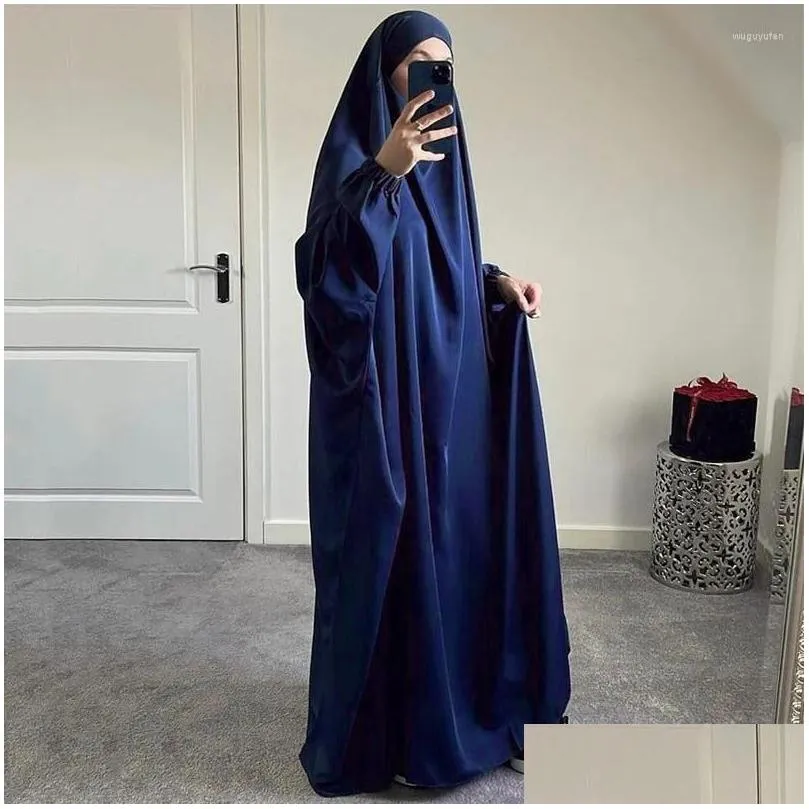 Roupas étnicas Simples Simples Abaya Muçulmano Vestido Longo Turquia Dubai África Ramadan Moda Islâmica Mulheres Soltas Robe Drop Delivery Appare Ot0Ni
