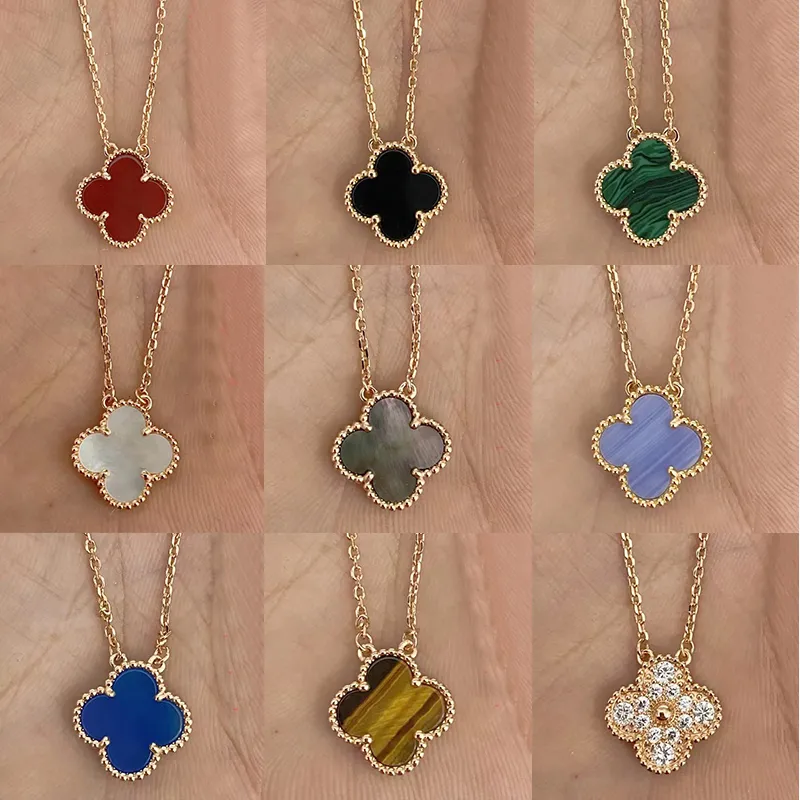 Diseñador de trébol de oro rosa de alta calidad acero inoxidable con cáscara de colgante para mujeres colgantes para mujeres joyas