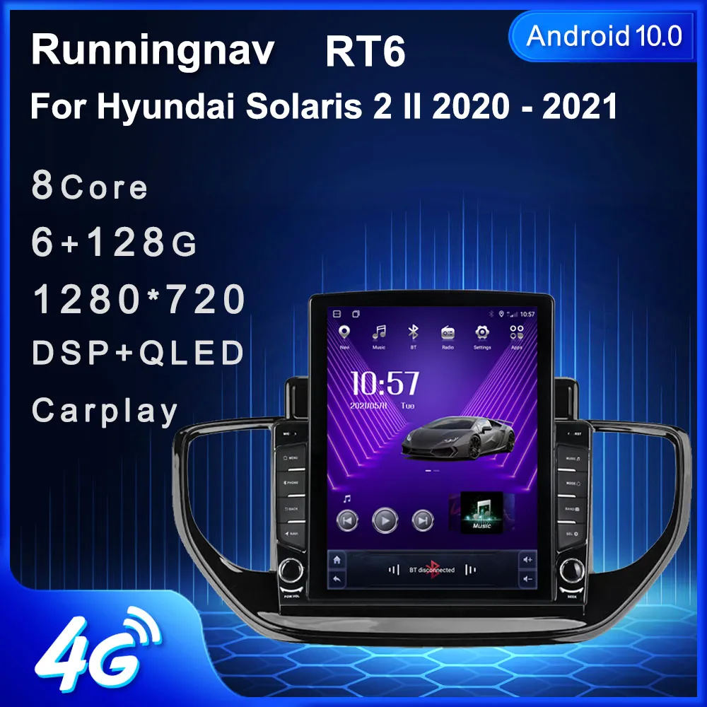 9.7 "novo android para hyundai solaris 2 ii 2020-2021 tipo tesla carro dvd rádio multimídia player de vídeo navegação gps rds sem dvd carplay controle automático de volante android