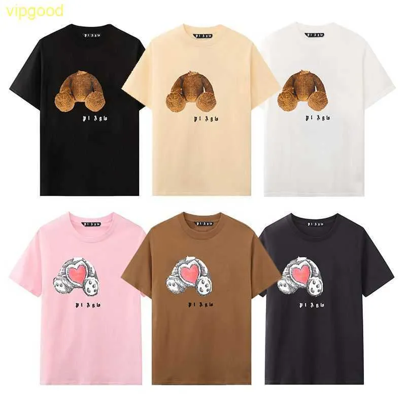 Palms Classic PA Cut Head Bear Print Short Sleeve Loose Mens and Womens High Street Casual Fashion Märke T-shirt AngelsFSR1