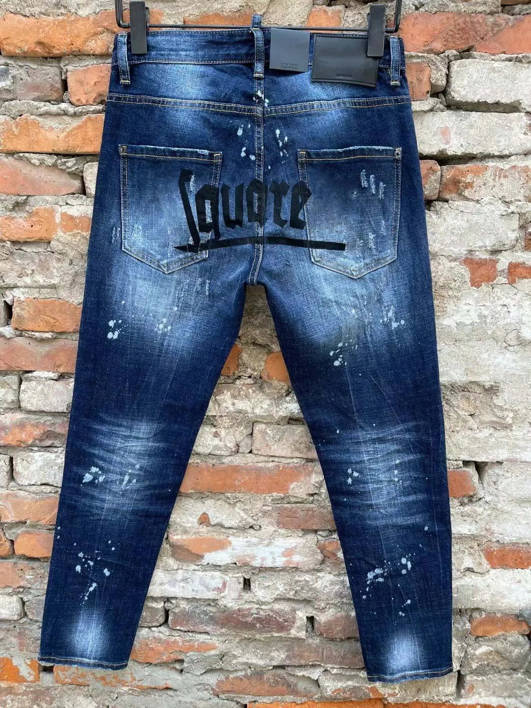 Original Moda Rayas Slim Fit Azul Oscuro Rasgado Jeans Pantalones Hombres Marca Pantalones Vaqueros Rectos De