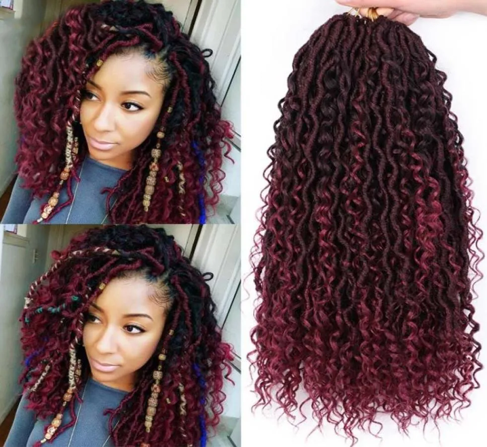 18Inch Pre Looped Goddess Faux Locs Curly Crochet Braid Bohemian Soft Hair Extensions for Afro Women Extensions for Black Women FA6381114